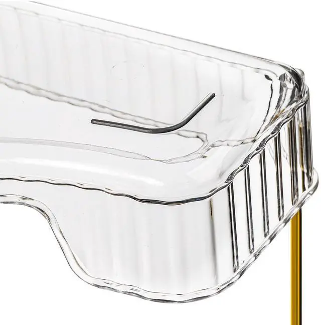 Alt view image 3 of 7 - 3 Tiers Corner Bathroom Counter Organizer, Clear Countertop Shelf Storage Rack, Cosmetic Perfume Tray Standing Holder with Gold Metal Pole, Skincare Sink Organizer for Vanity Kitchen