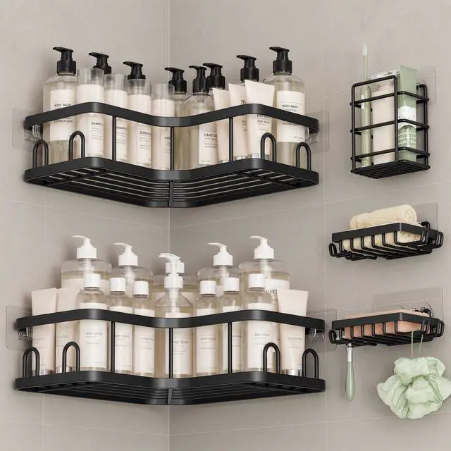 Main image of Large Capacity Corner Shower Caddy 5-Pack, Advanced Rustproof Design