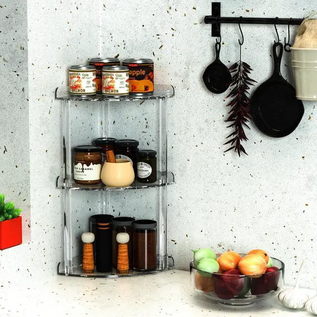 Alt view image 6 of 6 - 3 Tier Countertop Corner Organizer Shelf 7x7x15.7 Inch, Countertop Acrylic Bathroom Corner Shelf, Clear Vanity Storage Organizer for Cosmetics, Toiletries