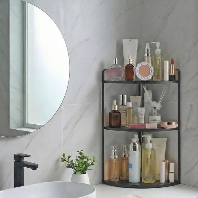 Alt view image 3 of 7 - 3 Tier Corner Bathroom Counter Organizer, Black