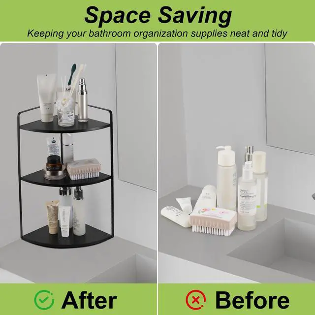 Alt view image 6 of 7 - 3 Tier Corner Bathroom Counter Organizer, Black