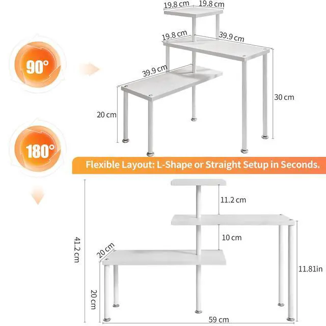Alt view image 2 of 6 - 3-Tier Adjustable Countertop Organizer Corner Shelf