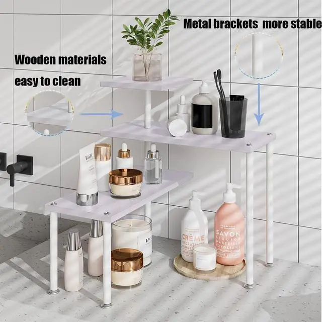 Alt view image 4 of 6 - 3-Tier Adjustable Countertop Organizer Corner Shelf