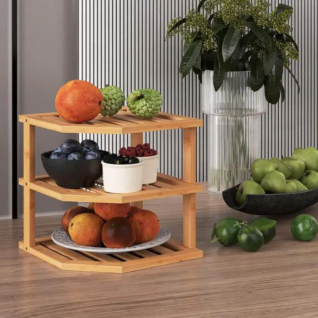 Alt view image 5 of 6 - 3 Tier Bamboo Dish Drying Rack,Corner Shelf 2 Pack(Natural)