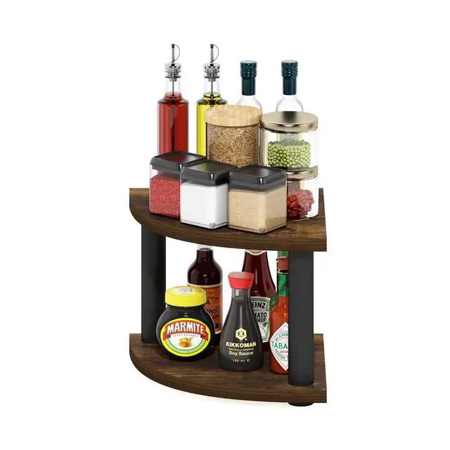 Alt view image 4 of 6 - Turn-N-Tube Kitchen Countertop Organizer, 2-Tier Corner Countertop Organizer Shelf, Corner Shelf, for Kitchen, Pantry, Organizers and Storage, Amber Pine