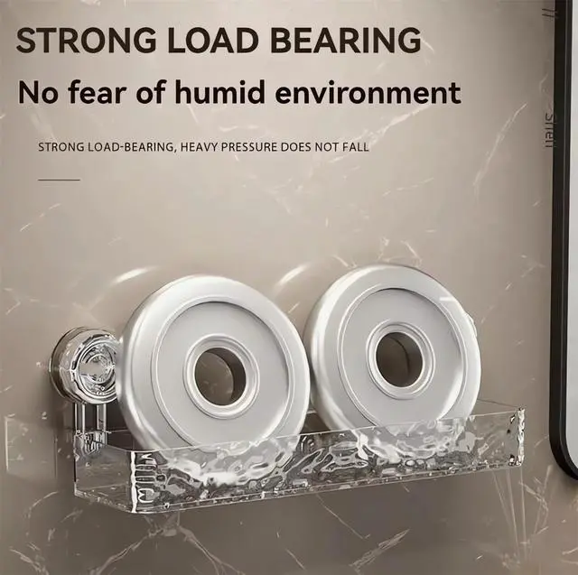 Alt view image 3 of 6 - Corrugated Suction Cup Storage Holder Corner Shower Caddy Large Organizer Bathroom Shelf Clear Acrylic Shower Tray Shelves Inside Floating Shower Wall Shelf Bath Basket Rack Heavy Duty (Corner-Grey)
