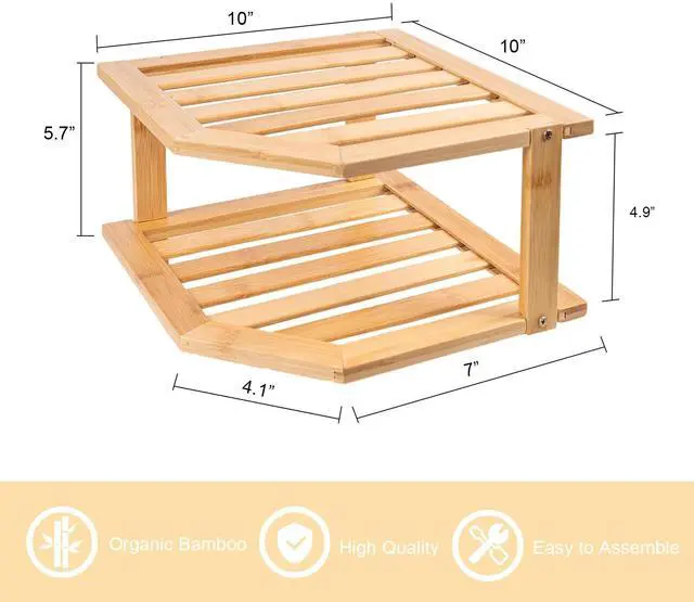 Alt view image 6 of 6 - 2 Tier Bamboo Dish Drying Rack,Corner Shelf 2 Pack