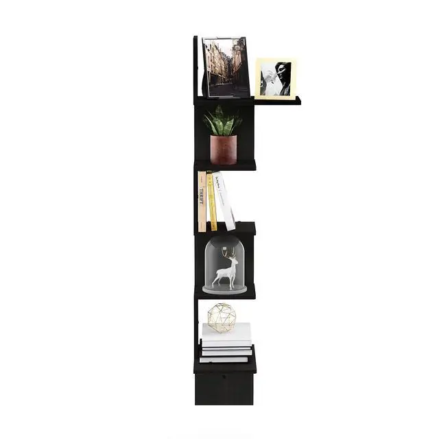 Alt view image 2 of 6 - Rossi Wall Mounted Shelves, 5-Tier Rectangle, Espresso/Black