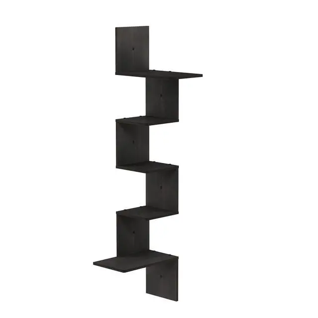Alt view image 3 of 6 - Rossi Wall Mounted Shelves, 5-Tier Rectangle, Espresso/Black
