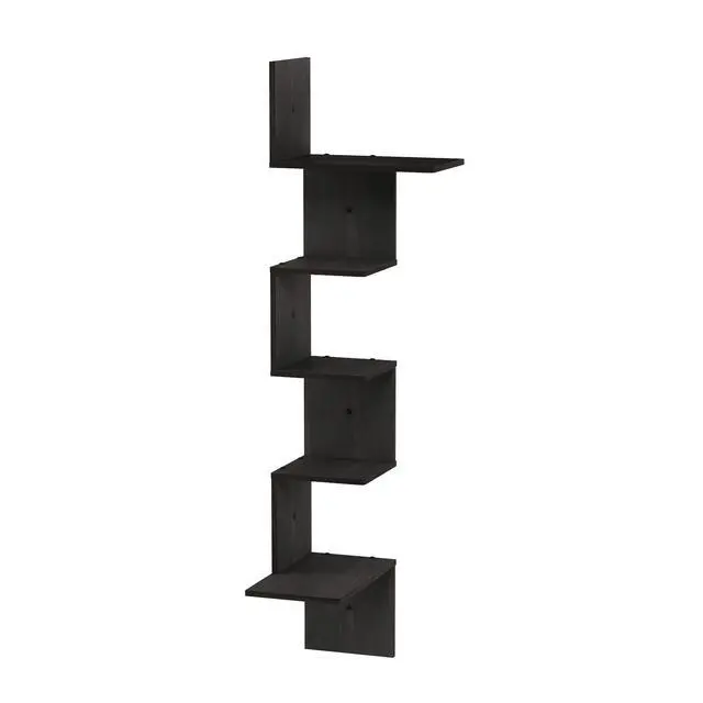 Alt view image 4 of 6 - Rossi Wall Mounted Shelves, 5-Tier Rectangle, Espresso/Black