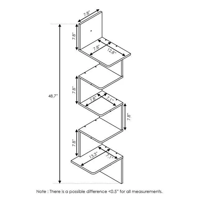 Alt view image 6 of 6 - Rossi Wall Mounted Shelves, 5-Tier Rectangle, Espresso/Black