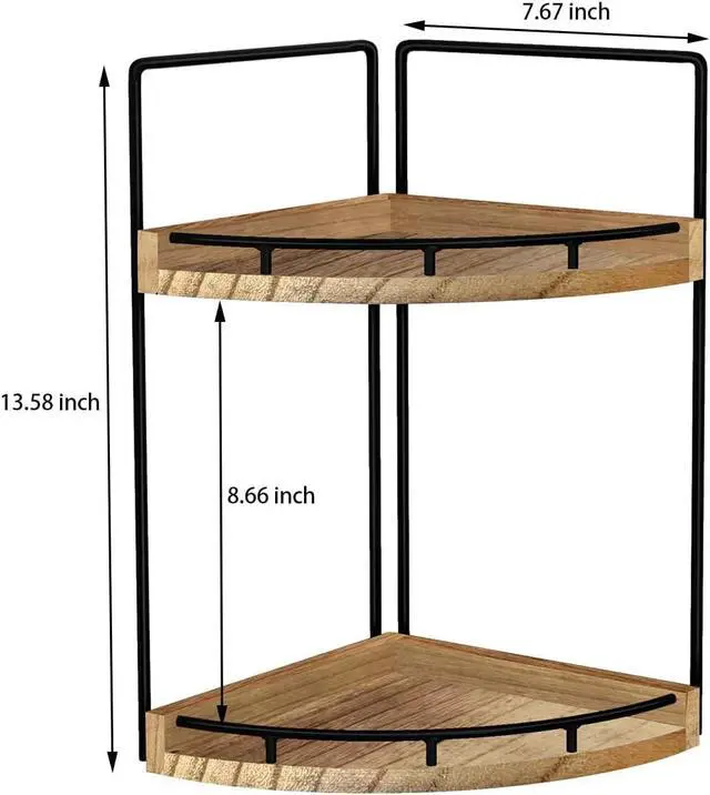 Alt view image 3 of 6 - 2-Tier Bathroom Counter Organizer,Vanity Counter Corner Shelf, Skincare, Wood Countertop Bathroom Storage and Organization for Kitchen (Brown)
