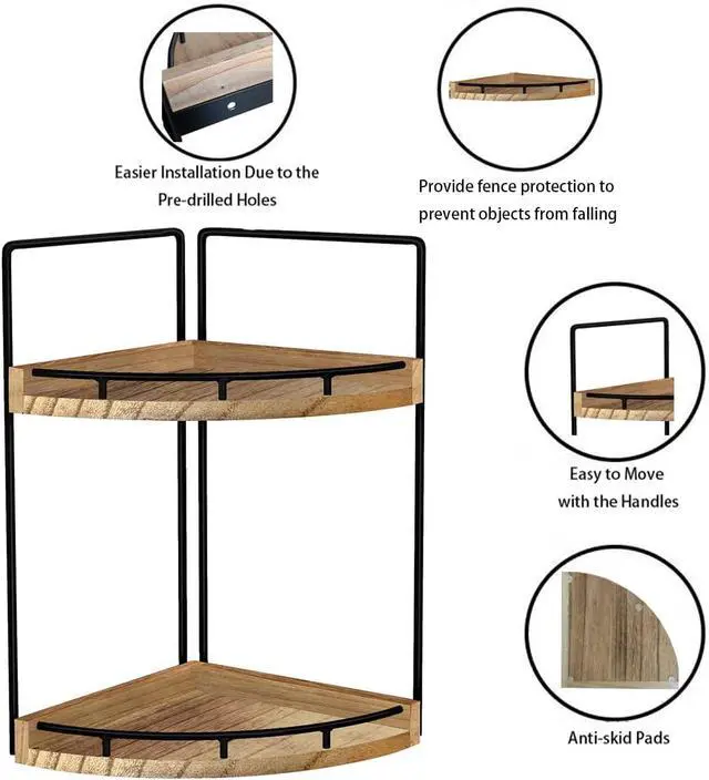 Alt view image 4 of 6 - 2-Tier Bathroom Counter Organizer,Vanity Counter Corner Shelf, Skincare, Wood Countertop Bathroom Storage and Organization for Kitchen (Brown)