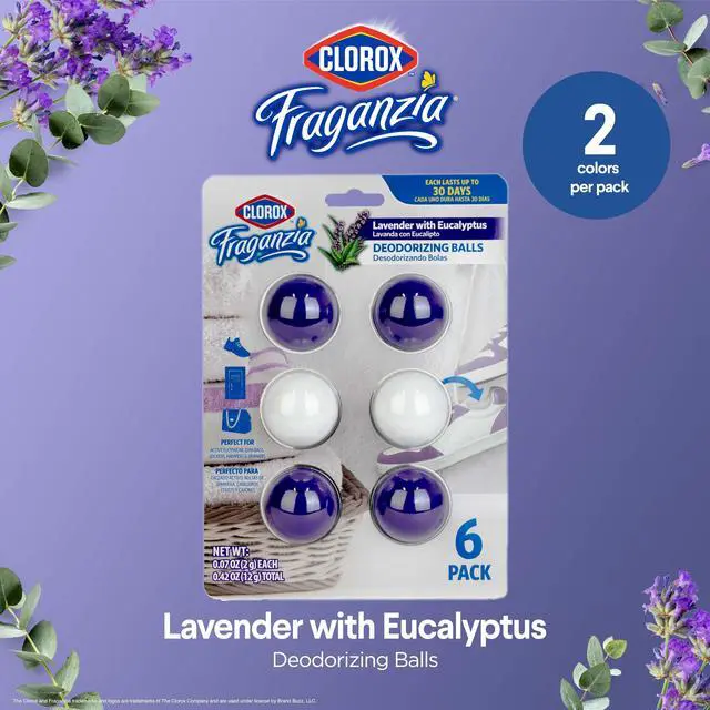 Alt view image 2 of 6 - Fraganzia Deodorizing Balls with Lavender and Eucalyptus Scent, Battery-Free Shoe and Small Space Odor Eliminator with Up to 30 Days of Freshness, 6 Count Pack