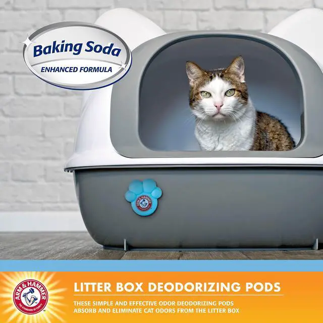 Alt view image 2 of 6 - Pets Cat Litter Box Deodorizing Pods 2 pods, Fresh Breeze Scent | 2 Cat Litter Box Deodorizer from Arm and Hammer | Combats Cat Odors | 2 Adhesive Devices (Pack of 2)