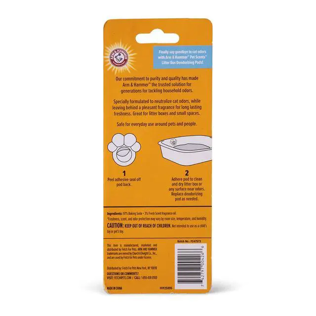 Alt view image 5 of 6 - Pets Cat Litter Box Deodorizing Pods 2 pods, Fresh Breeze Scent | 2 Cat Litter Box Deodorizer from Arm and Hammer | Combats Cat Odors | 2 Adhesive Devices (Pack of 2)