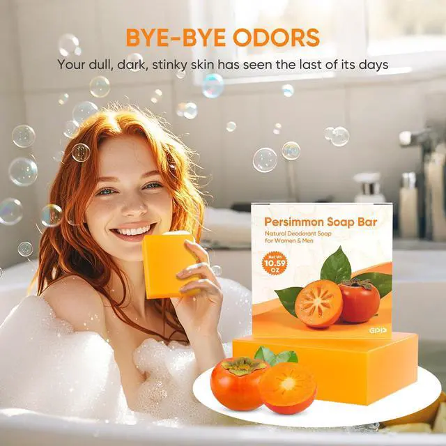 Alt view image 6 of 7 - 3 PCS Persimmon Soap Bar for Body Odor Control, 3.53oz/per