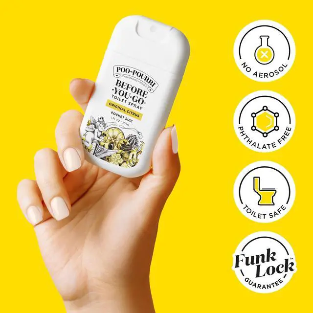 Alt view image 3 of 7 - Before-You-Go Pocket Toilet Spray, Travel Essentials, Original Citrus, 1 Fl Oz 2 Pack, Up to 50 Uses, On-The-Go Bathroom Odor Deodorizer with Essential Oils, TSA Approved Size