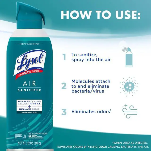 Alt view image 6 of 7 - Air Sanitizer with Bacterial Odor Eliminator for Home & Office, Air Freshener Alternative, Simple Fresh Scent, 10 oz (Pack of 3)