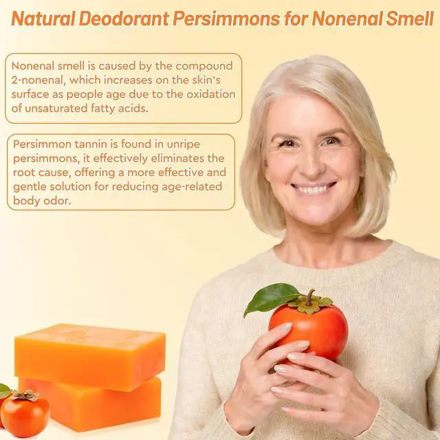 Alt view image 5 of 7 - Persimmon Soap Bar for Old People Smell, with Green Tea Odor Eliminator