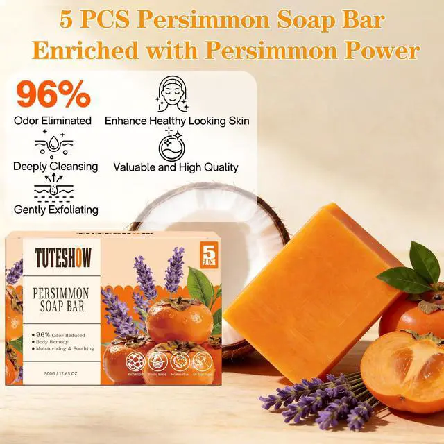 Alt view image 2 of 7 - Persimmon Soap Bar for Old People Smell, with Green Tea Odor Eliminator