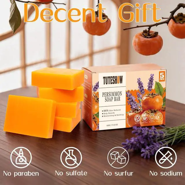 Alt view image 7 of 7 - Persimmon Soap Bar for Old People Smell, with Green Tea Odor Eliminator