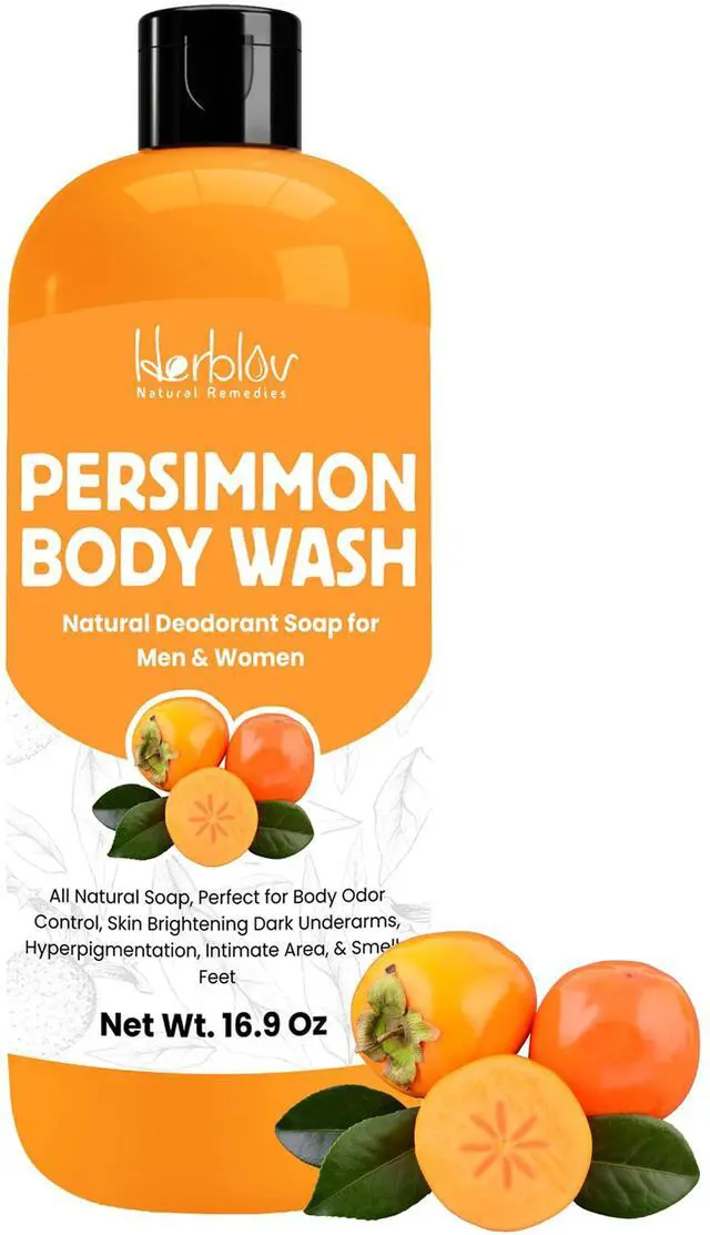 Main image of Persimmon Body Wash for Body Odor Control Purifying Deodorizing Soap for Eliminating Odor Underarms, Intimate Inner Thigh, Bikini Area, Smelly Feet Natural Deodorant Soap, Kids Safe