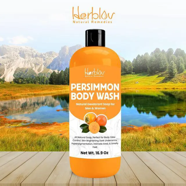 Alt view image 7 of 7 - Persimmon Body Wash for Body Odor Control Purifying Deodorizing Soap for Eliminating Odor Underarms, Intimate Inner Thigh, Bikini Area, Smelly Feet Natural Deodorant Soap, Kids Safe