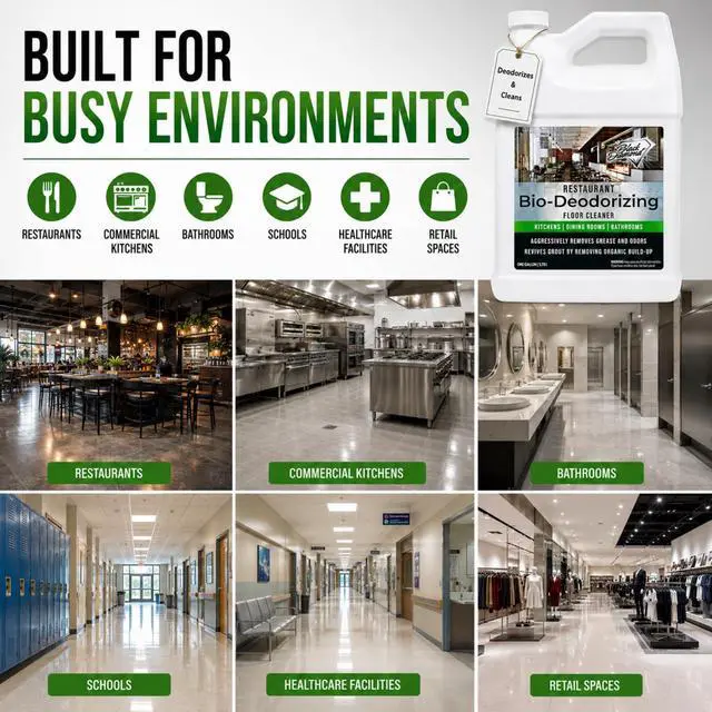 Alt view image 6 of 7 - Restaurant Bio-Deodorizing Floor Cleaner - Heavy Duty Commercial Concentrated Enzyme Degreaser and Odor Eliminator for Mopping Tile, Laminate, Hardwood & More