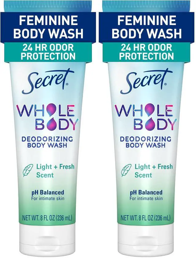 Main image of Feminine Wash, 24 HR Deodorizing Feminine Body Wash for Women, Removes 6x Causes of Odor, PH Balanced, Safe to Use Everywhere, Light & Fresh, 8.0 oz, (Pack of 2)