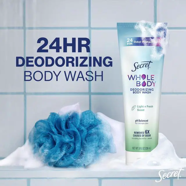 Alt view image 4 of 7 - Feminine Wash, 24 HR Deodorizing Feminine Body Wash for Women, Removes 6x Causes of Odor, PH Balanced, Safe to Use Everywhere, Light & Fresh, 8.0 oz, (Pack of 2)