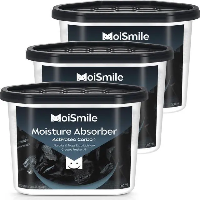 Main image of Absorbers with Activated Charcoal, Humidity Control & Air Deodorizing Preparations for Closet, Bathroom, Basement, Car & RV, 3 Pack