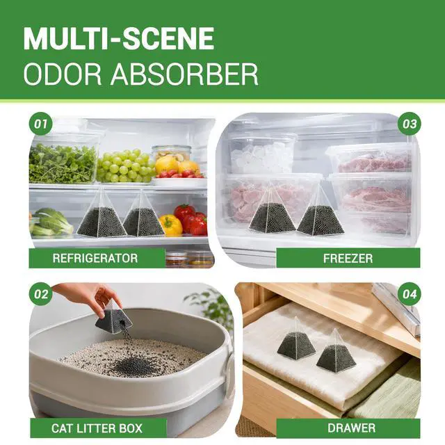 Alt view image 7 of 7 - Refrigerator Deodorizer, Activated Carbon Odor Absorber, Fridge, 10 Packs