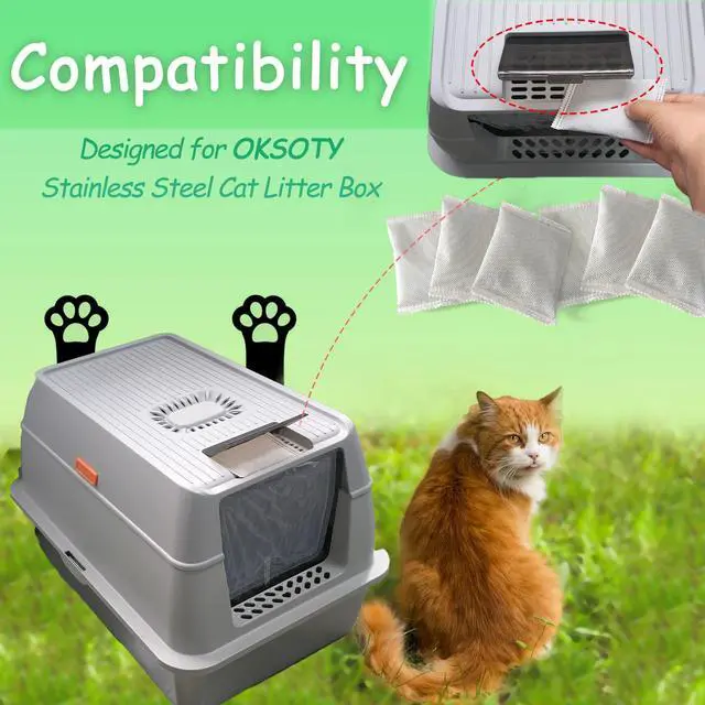 Alt view image 2 of 6 - Activated Charcoal for OKSOTY Stainless Steel Cat Litter Box