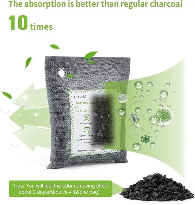 Alt view image 3 of 7 - 14 Pack Activated Bamboo Charcoal Air Purifying Bags(2x200g, 12x50g), Natural Fresh Odor Absorber, Deodorizer and Moisture Eliminator, Air Purifier Bags for Home