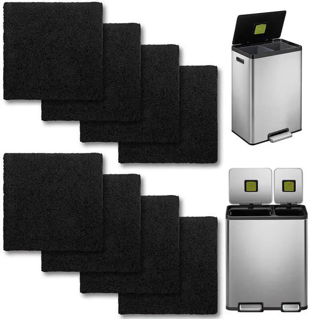 Main image of 8 Pack Trash Can Odor Filter Refills for Compost Bin, Square Carbon Compost Filters for Countertop Bin, Activated Carbon Filter Charcoal Deodorizer Sheets for Indoor Trash Cans