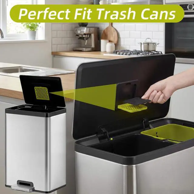 Alt view image 6 of 6 - 8 Pack Trash Can Odor Filter Refills for Compost Bin, Square Carbon Compost Filters for Countertop Bin, Activated Carbon Filter Charcoal Deodorizer Sheets for Indoor Trash Cans