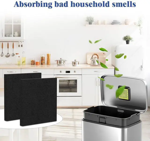 Alt view image 6 of 7 - 20 Packs Trash Can Odor Absorbing Filter Refills for EKO Garbage Cans and Compost Bin, Activated Charcoal Deodorizer, Activated Carbon Filter, Odor Absorber