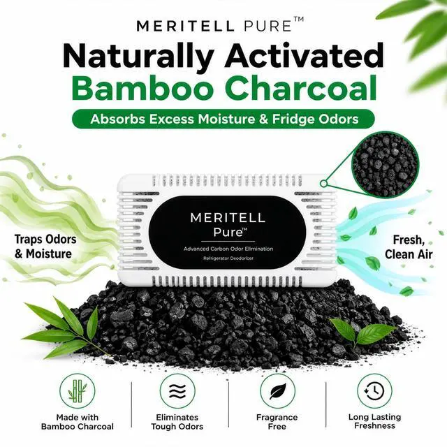 Alt view image 3 of 7 - Fridge Deodorizer Activated Charcoal Refrigerator Odor Eliminator Long-Lasting Fridge Odor Absorber for Freezer, Cooler & Lunch Box Baking Soda Alternative