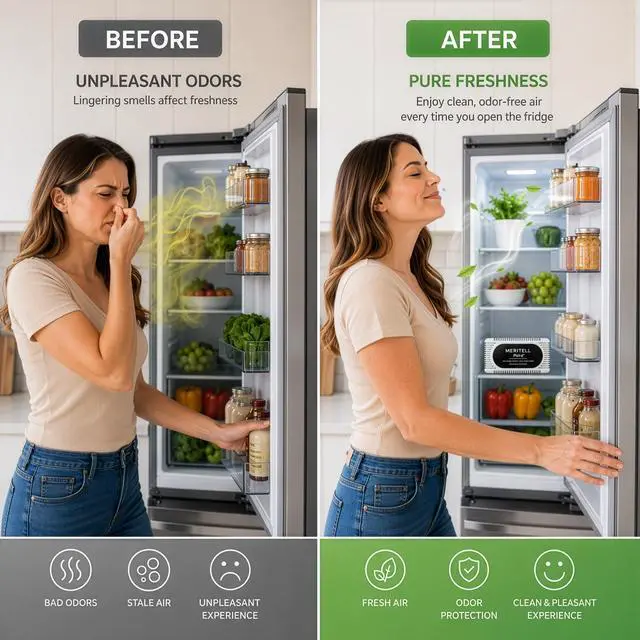 Alt view image 4 of 7 - Fridge Deodorizer Activated Charcoal Refrigerator Odor Eliminator Long-Lasting Fridge Odor Absorber for Freezer, Cooler & Lunch Box Baking Soda Alternative