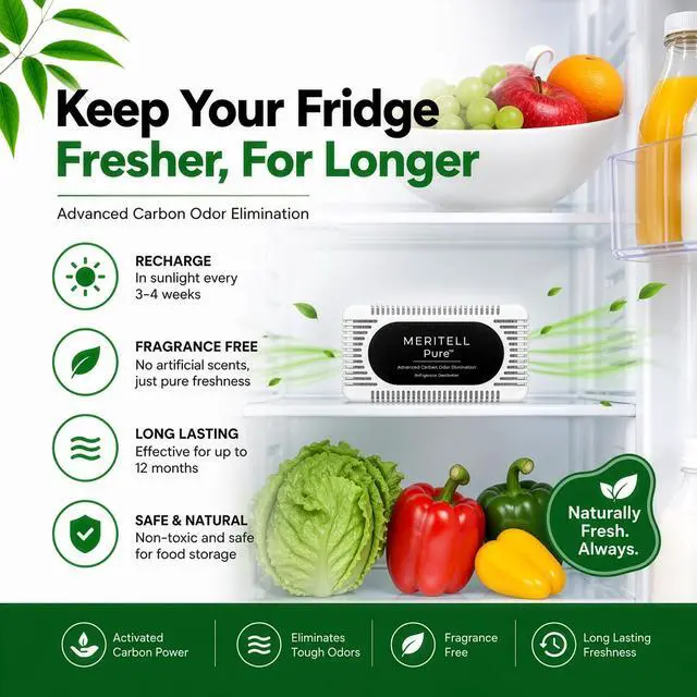 Alt view image 6 of 7 - Fridge Deodorizer Activated Charcoal Refrigerator Odor Eliminator Long-Lasting Fridge Odor Absorber for Freezer, Cooler & Lunch Box Baking Soda Alternative