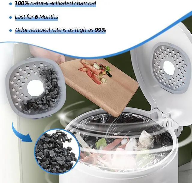 Alt view image 2 of 6 - Odor Filter Trash Can Deodorizer: Activated Charcoal & Scent Beads, Stick-On Odor Eliminator for Trash Can, Diaper Pail, Compost Bin, Refrigerator, 2 Pack, Long Lasting