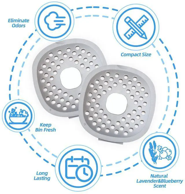 Alt view image 4 of 6 - Odor Filter Trash Can Deodorizer: Activated Charcoal & Scent Beads, Stick-On Odor Eliminator for Trash Can, Diaper Pail, Compost Bin, Refrigerator, 2 Pack, Long Lasting