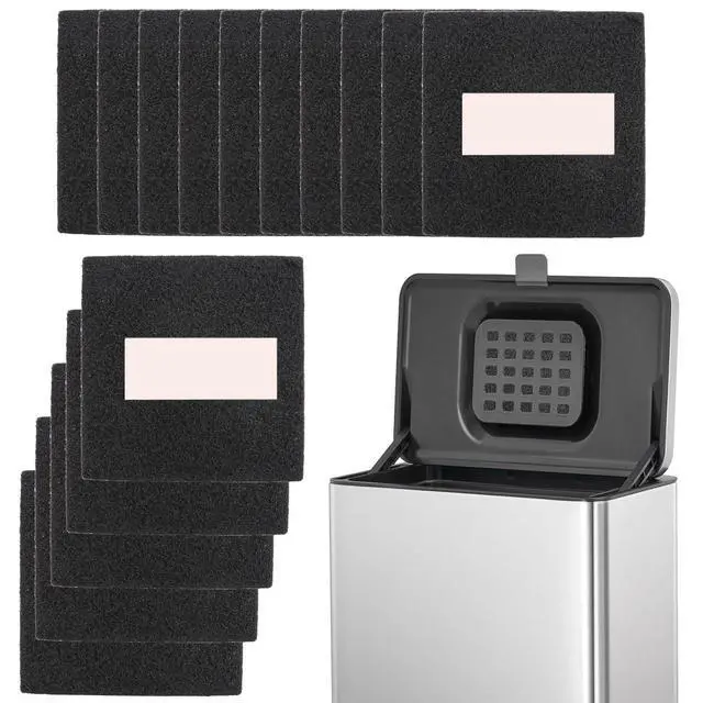 Alt view image 2 of 7 - 15 Pack Trash Can Odor Filter Refills for Trash Can and Compost Bin, Activated Charcoal Deodorizer Sheets for Indoor Kitchen Compost Bucket Countertop and Recycle Bin, Square 3.9 Inch
