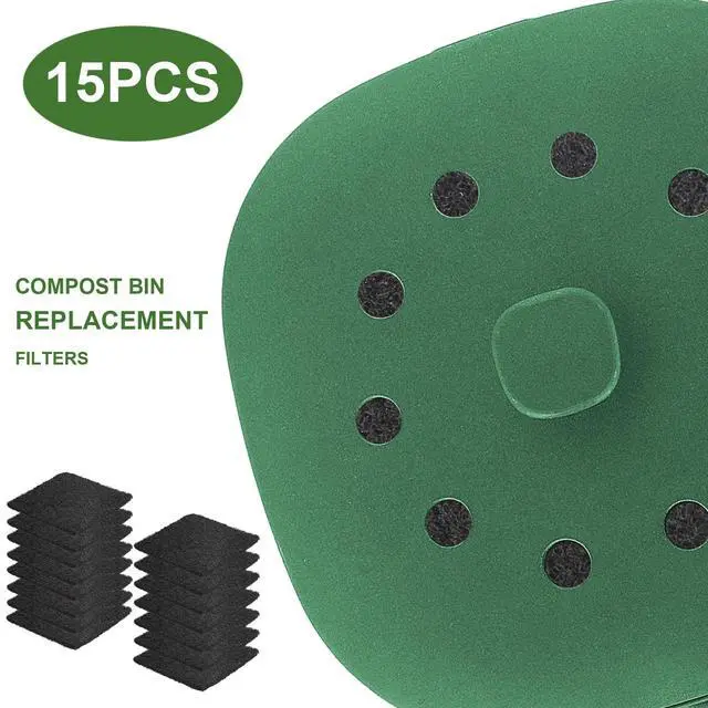 Alt view image 4 of 7 - 15 Pack Trash Can Odor Filter Refills for Trash Can and Compost Bin, Activated Charcoal Deodorizer Sheets for Indoor Kitchen Compost Bucket Countertop and Recycle Bin, Square 3.9 Inch