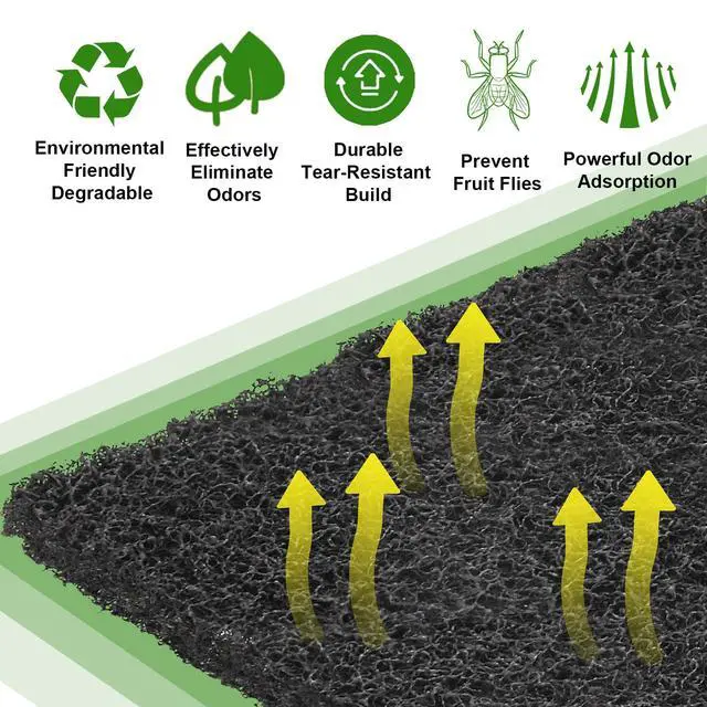 Alt view image 7 of 7 - 15 Pack Trash Can Odor Filter Refills for Trash Can and Compost Bin, Activated Charcoal Deodorizer Sheets for Indoor Kitchen Compost Bucket Countertop and Recycle Bin, Square 3.9 Inch
