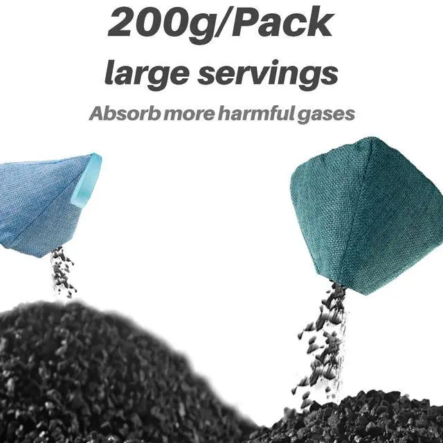 Alt view image 2 of 6 - Charcoal Bags Odor Absorber (3x200g) Activated Bamboo Charcoal Air Purifying Bags Charcoal Odor Eliminating Bags for Home & Car Shoes, Closet, Pet -3 PACK