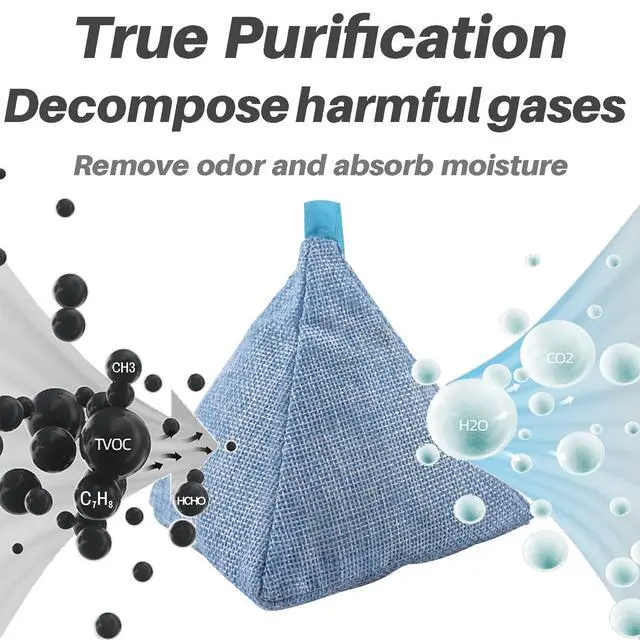 Alt view image 3 of 6 - Charcoal Bags Odor Absorber (3x200g) Activated Bamboo Charcoal Air Purifying Bags Charcoal Odor Eliminating Bags for Home & Car Shoes, Closet, Pet -3 PACK
