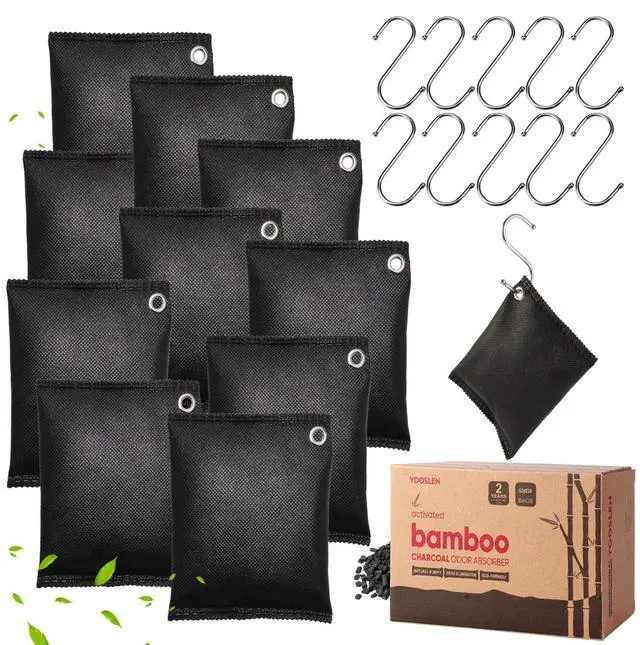 Main image of Activated Charcoal Odor Absorber, Odor Eliminator for Strong Odor,Bamboo Charcoal Air Purifying Bags for Home Car Closet Pet, Smoke Room Deodorizer (10 x 60g, Unscented)