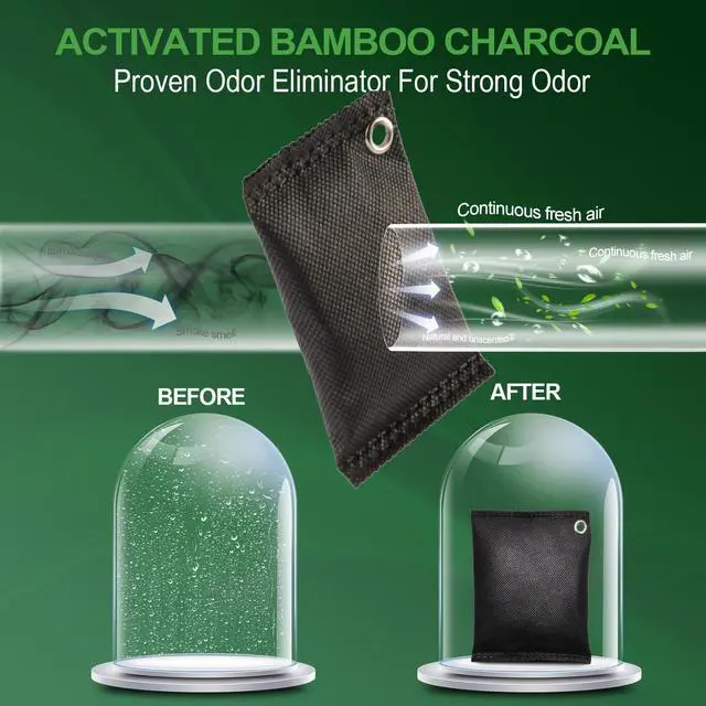 Alt view image 7 of 7 - Activated Charcoal Odor Absorber, Odor Eliminator for Strong Odor,Bamboo Charcoal Air Purifying Bags for Home Car Closet Pet, Smoke Room Deodorizer (10 x 60g, Unscented)